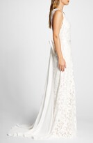 Thumbnail for your product : Tadashi Shoji Deep V-Neck Lace Trumpet Wedding Dress