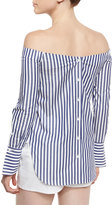 Thumbnail for your product : Rag & Bone Kacy Striped Reversible Poplin Off-the-Shoulder Tunic, Navy/White