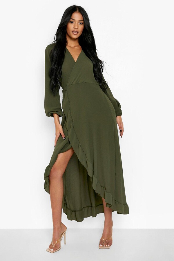 boohoo Green Wrap Women's Dresses ...