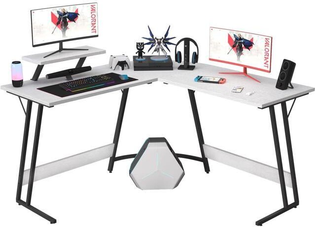 PISKEKAT Homall L Shaped Gaming Desk Computer Corner Desk PC Gaming Desk Table with Large Monitor Riser Stand for Home Office Sturdy Writing Workstation...
