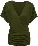 Thumbnail for your product : Zeagoo Women's Cross-front V Neck Ruched Cap Sleeve Blouse