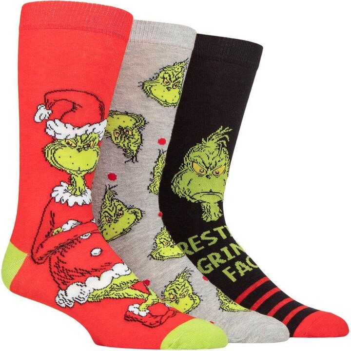 Mens and Ladies 3 Pair Grinch Cotton Socks ShopStyle