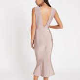 Thumbnail for your product : River Island Forever Unique pink peplum bodycon midi dress