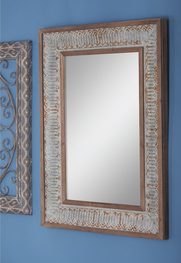 Studio 350 Grey MDF Farmhouse Wall Mirror 40 x 30 x 2 30 x 2 x 40