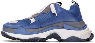 Balenciaga Blue and Grey Triple S Sneakers