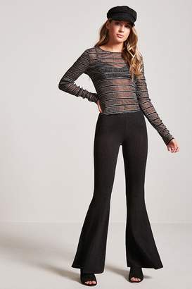 Forever 21 Metallic Ribbed Flare Pants