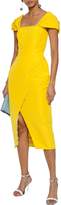 Thumbnail for your product : Carolina Herrera Wrap-effect Guipure Lace-trimmed Silk-faille Midi Dress