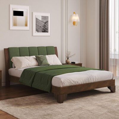 Corrigan Studio Mid-Century Modern Bed Frame with Headboard