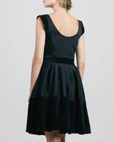 Thumbnail for your product : Halston Velveteen-Trim Dress