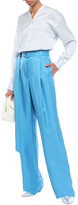 Thumbnail for your product : Sally LaPointe Belted Pleated Satin-twill Wide-leg Pants
