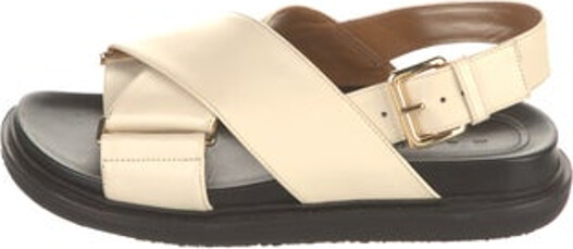 Marni Leather Slingback Sandals Black & Neutrals Crossover Straps & Buckle Closure at Ankles Includes Box & Dust Bag Unfortunately, due to restrictions, this item may not be eligible for shipping in all areas.