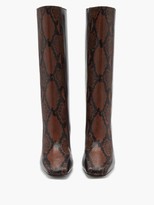 Thumbnail for your product : Jimmy Choo Mabyn 85 Snake-effect Leather Knee-high Boots - Black Tan