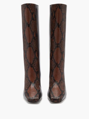 Jimmy Choo Mabyn 85 Snake-effect Leather Knee-high Boots - Black Tan
