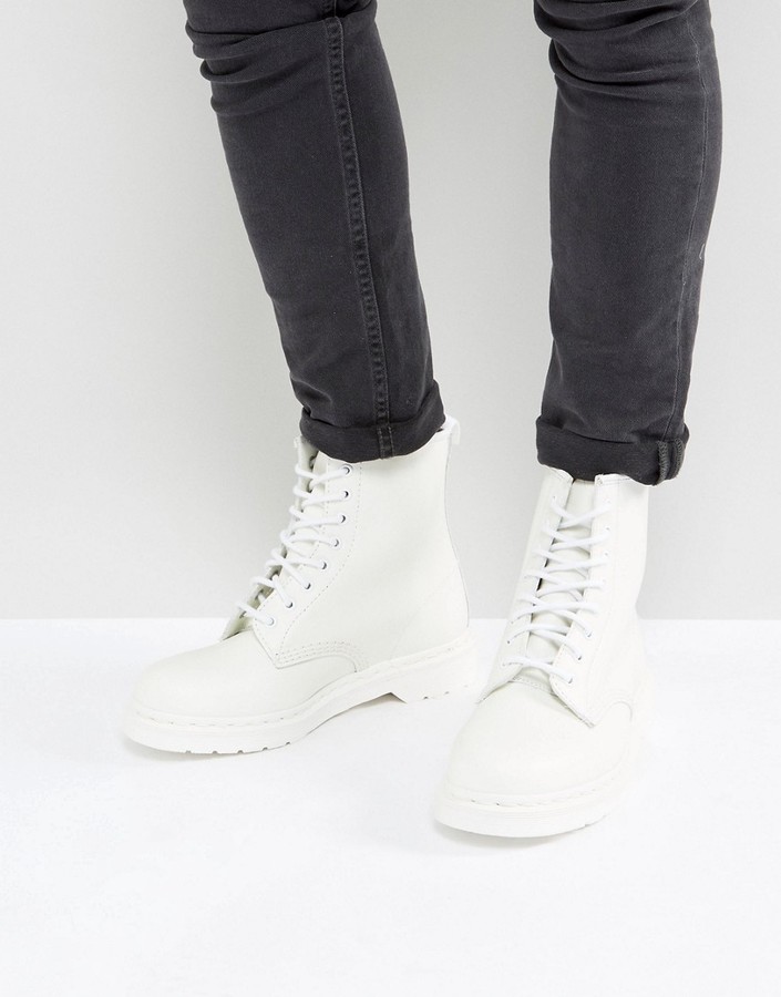 Dr. Martens 14060 8 eye boots in white mono - ShopStyle