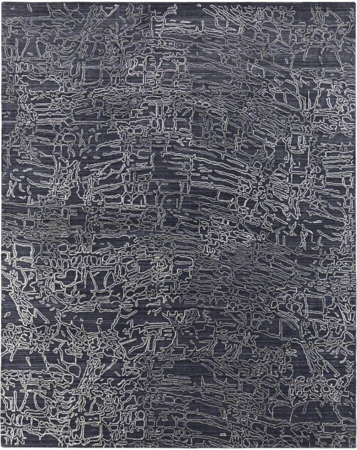 HomeRoots 9 ft. x 12 ft. Black, Gray, Ivory Abstract Area Rug