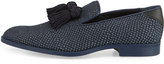 Thumbnail for your product : Jimmy Choo Foxley Python-Textured Denim Tassel Loafer, Black