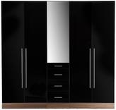 Thumbnail for your product : Consort Furniture Limited Palermo 5-Door, 3-Drawer Mirrored Wardrobe