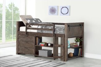 Harriet Bee Ivanna Twin Solid Wood Platform Loft Bed with Bookcase