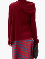 Thumbnail for your product : Marques Almeida Asymmetric Draped Ribbed Wool Sweater - Burgundy