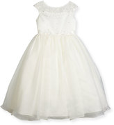 Thumbnail for your product : Joan Calabrese Beaded Satin & Organza Special Occasion Dress, Ivory, Size 2-6