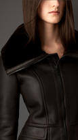 Thumbnail for your product : Burberry Shearling Skirted Aviator Jacket