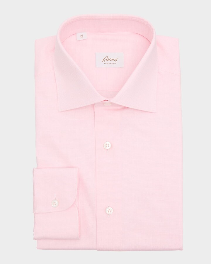 Brioni Men's Cotton Textured Dress Shirt