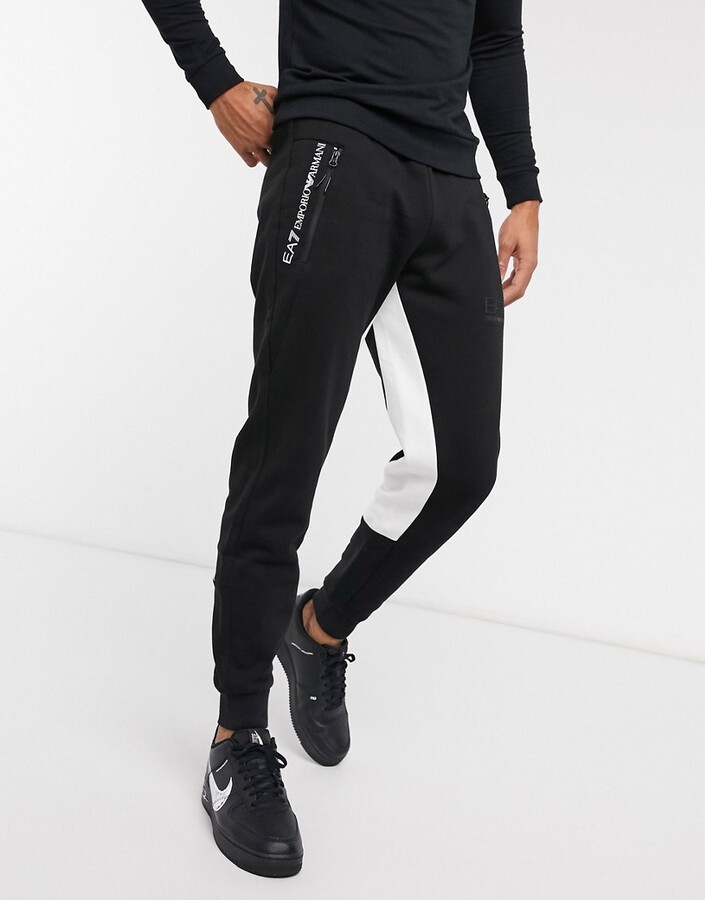Armani EA7 Color block contrast panel sweatpants in black SUIT 1 -  ShopStyle Activewear Pants