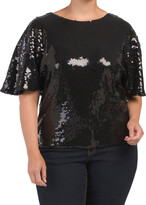 Thumbnail for your product : WD.NY Plus All Over Sequin Tunic With Flutter Sleeves