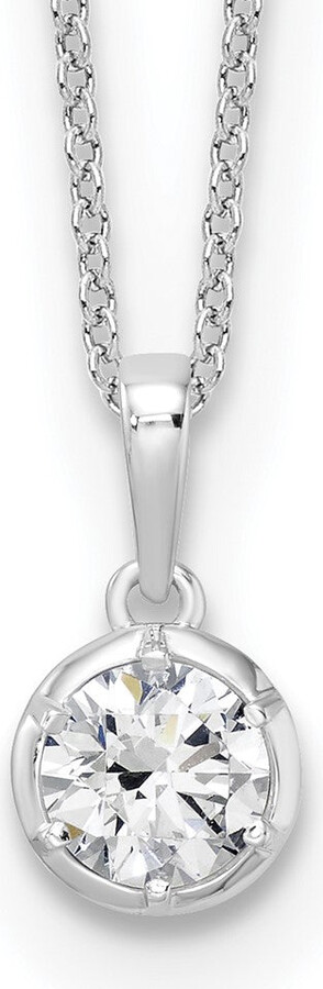 Diamond2Deal 14k White Gold 5/8 Ct Lab Grown Diamond Solitaire Pendant Necklace 18\