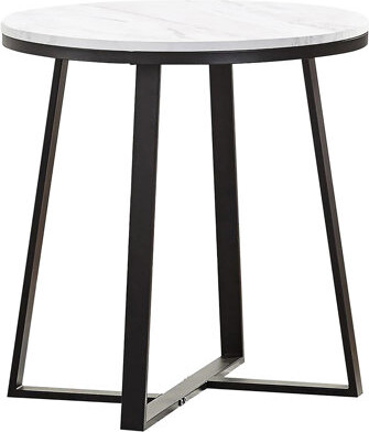 Ebern Designs Chic Matte Black And White Faux Marble Office Side Table Elegant Base Living Room End Desk