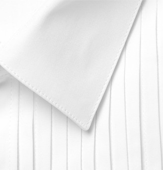 Saint Laurent White Slim-Fit Pintucked Cotton-Poplin Shirt