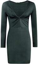 Thumbnail for your product : boohoo Tyra Textured Slinky Knot Front Bodycon Dress