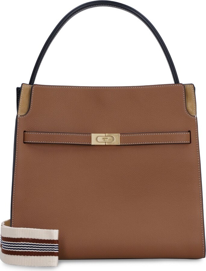 Tory Burch Leather Lee Radziwill Double Top-Handle Bag