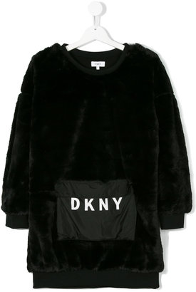 DKNY Teen faux fur sweatshirt dress