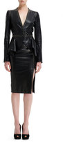 Thumbnail for your product : Alexander McQueen Mini-Stud Detail High-Waist Leather Skirt