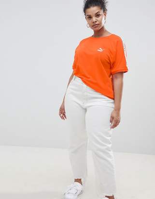 Puma Exclusive To Asos Plus T-Shirt With Taped Side Stripe In Orange
