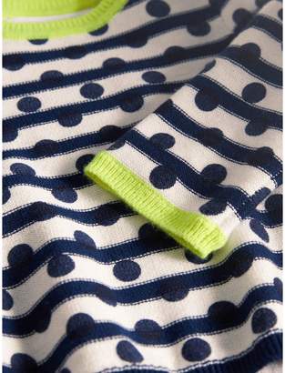 Burberry Spot Print Striped Cotton Cashmere Sweater