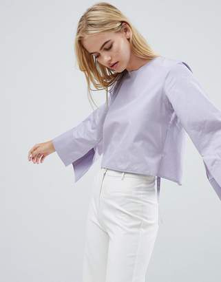 House Of Sunny Open Back Top With Wide Sleeve