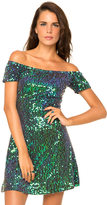 Thumbnail for your product : Motel Rocks Motel Catalina Off The Shoulder Dress in Iridescent Green