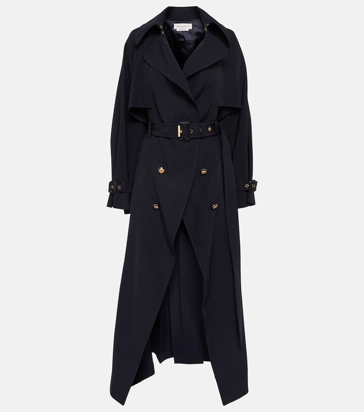 Alexander McQueen Cutaway wool and cotton trench coat