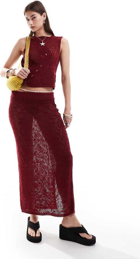 ASOS DESIGN knitted midaxi skirt with jacquard detail co-ord in