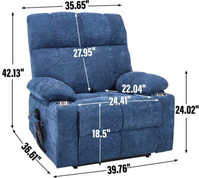Wildon Home Heavy Duty Chenille Recliner With Dual Motors Ideal For Relaxation And Vibration Massage