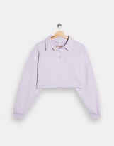 Thumbnail for your product : Topshop Petite cropped rugby sweatshirt in lilac