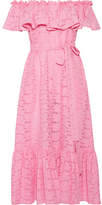Thumbnail for your product : Lisa Marie Fernandez Mira Off-the-shoulder Broderie Anglaise Cotton Maxi Dress - Pink