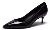 Thumbnail for your product : CAMSSOO Women's Pointy Toe Pumps Slip On Kitten Heels for Wedding Party Shoes Black PU Size 7.5 EU38
