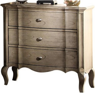 Wildon Home Nightstand In Elegant Antique Black, Panel Bed Design With Arched Head, Rectangular Foot, Three Drawers And Metal Glides, Felt - Lined Top, 30x30x18 I