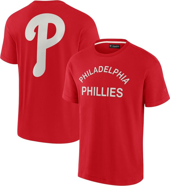 Women's Philadelphia Phillies Majestic Threads Red 2022 World Series 3/4  Length Raglan Sleeve T-Shirt