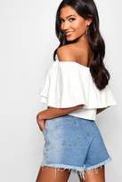 Thumbnail for your product : boohoo Basic Off The Shoulder Frill Crop Top