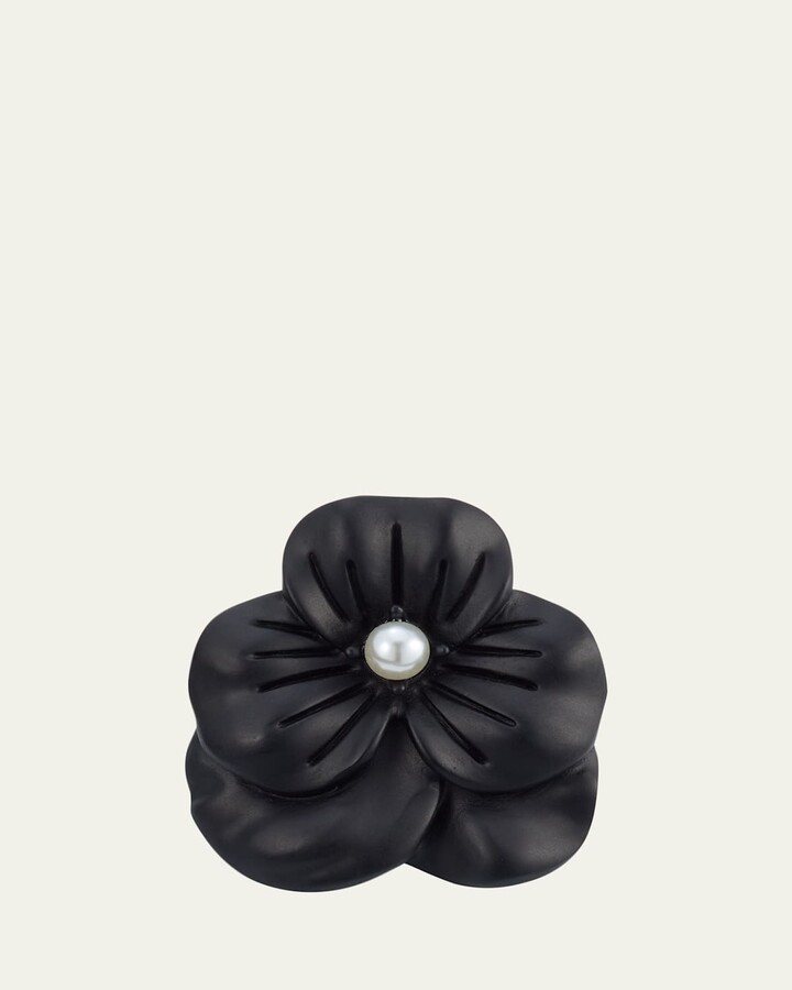 Jan Leslie Men's Matte Black Flower Lapel Pin