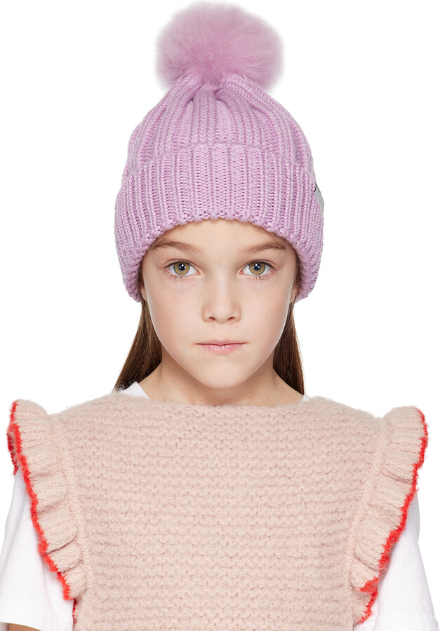 Woolrich Kids Purple Pom Pom Beanie